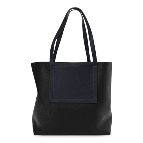 HERMES Taurillon Clemence Cabasellier 46 Black Navy Blue 